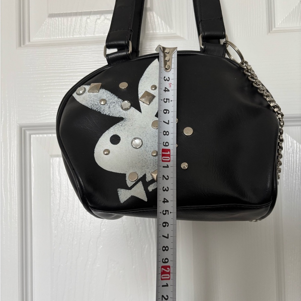 Playboy Black Designer Tote Bag with Chain Detail - Picture 7 of 8